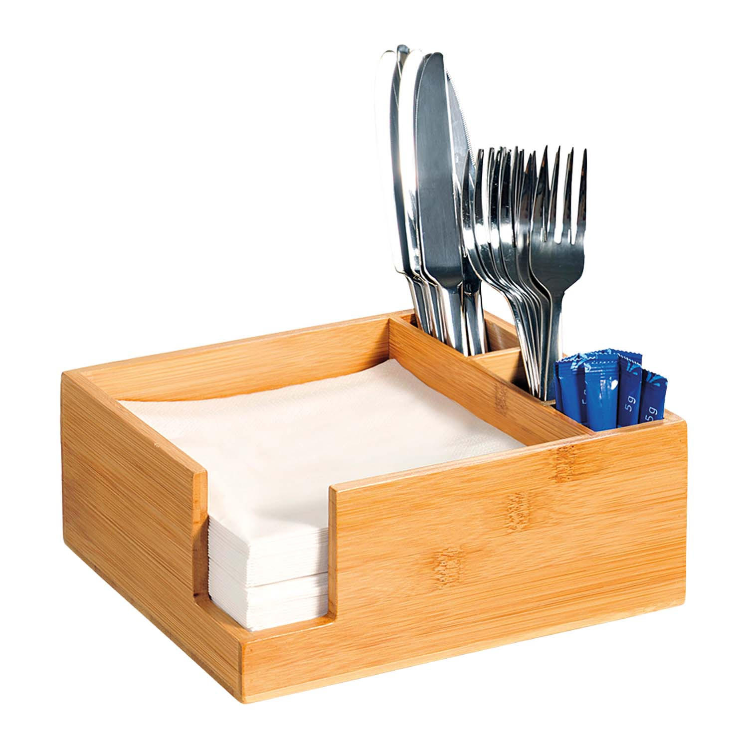 Thumbnail - Kesper Besteckbox,, Natur, Holz, Bambus, 4 Stück Fächer, Rechteckig, 21.5x9x18 cm, Küchenzubehör, Besteckkästen