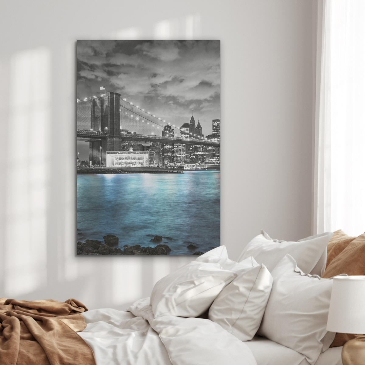 AKUSTIKBILD New York - Skyline - Stadt - Blau Wanddeko 60x90 cm - Blaugrau, Kunststoff (60/90/0.9cm) - MuchoWow