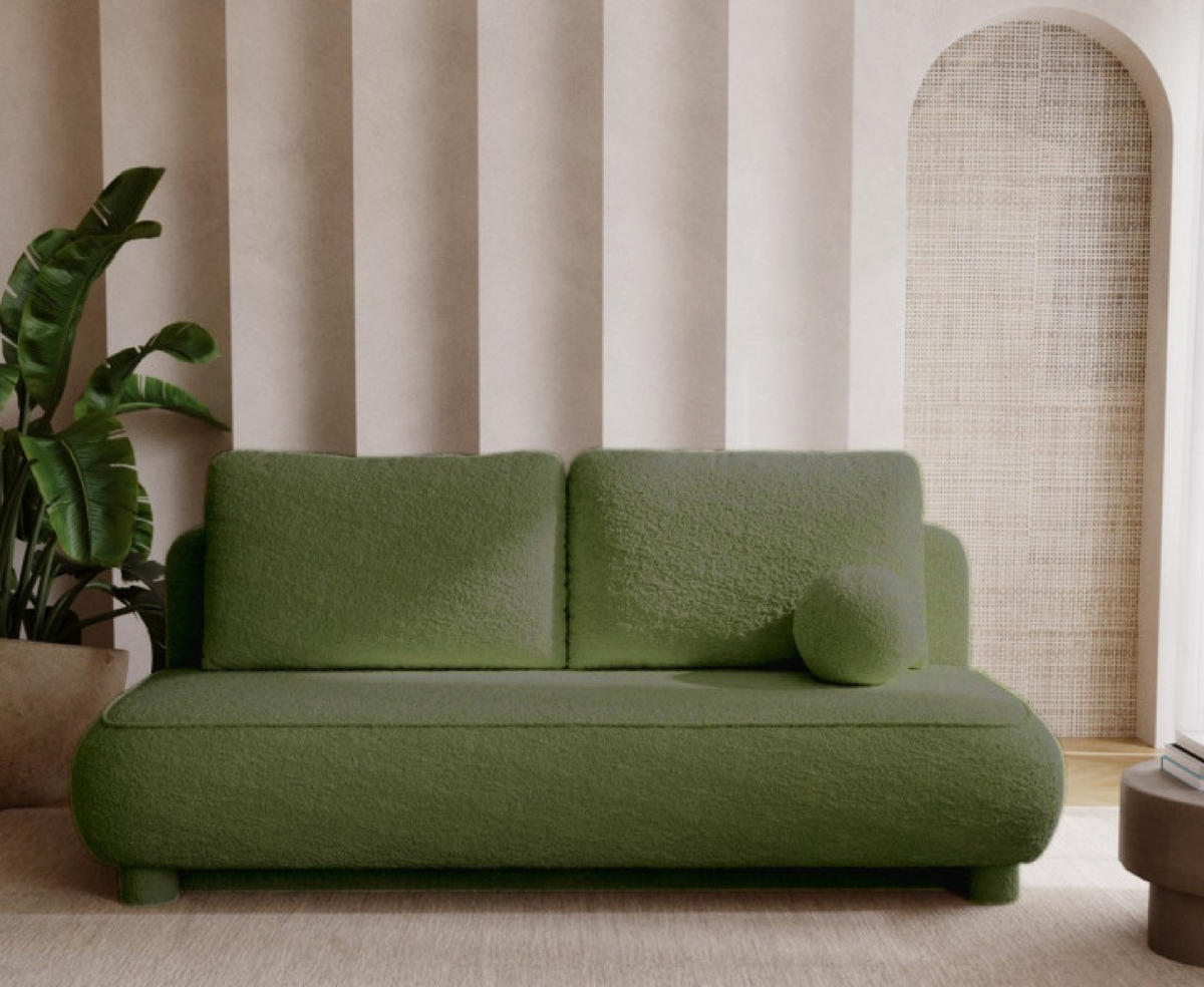 SOFA Grün MAJA Mit Schlaffunktion Bouclé - Grün, Textil (209/96/96cm) - Sepro Meble