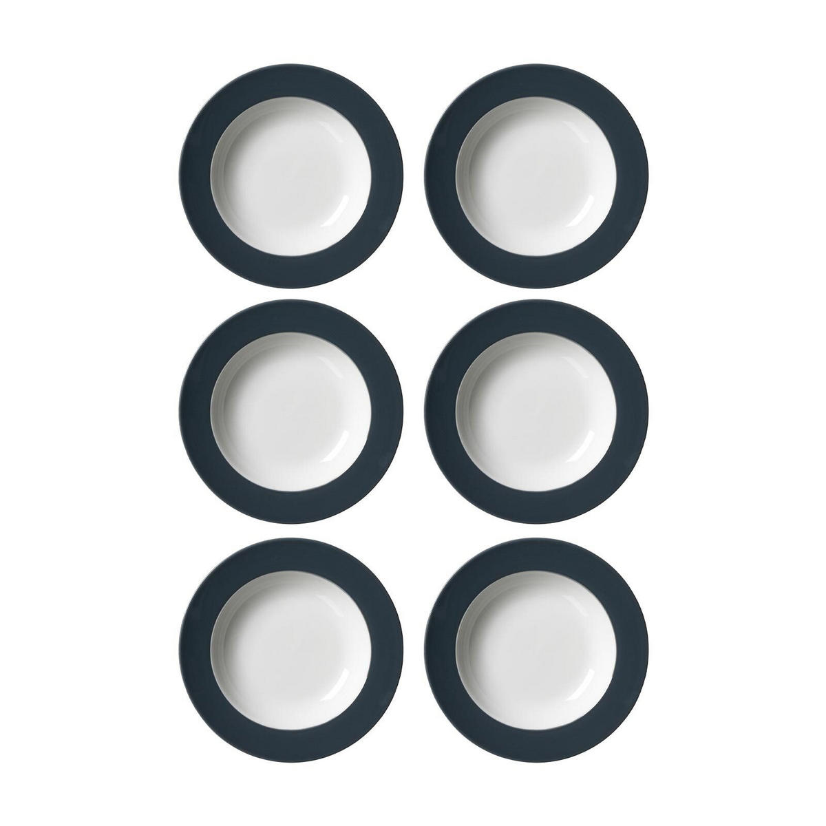 SUPPENTELLER Doppio Anthrazit ø 22 cm 6er Set - Anthrazit, Keramik (22cm) - Ritzenhoff Breker