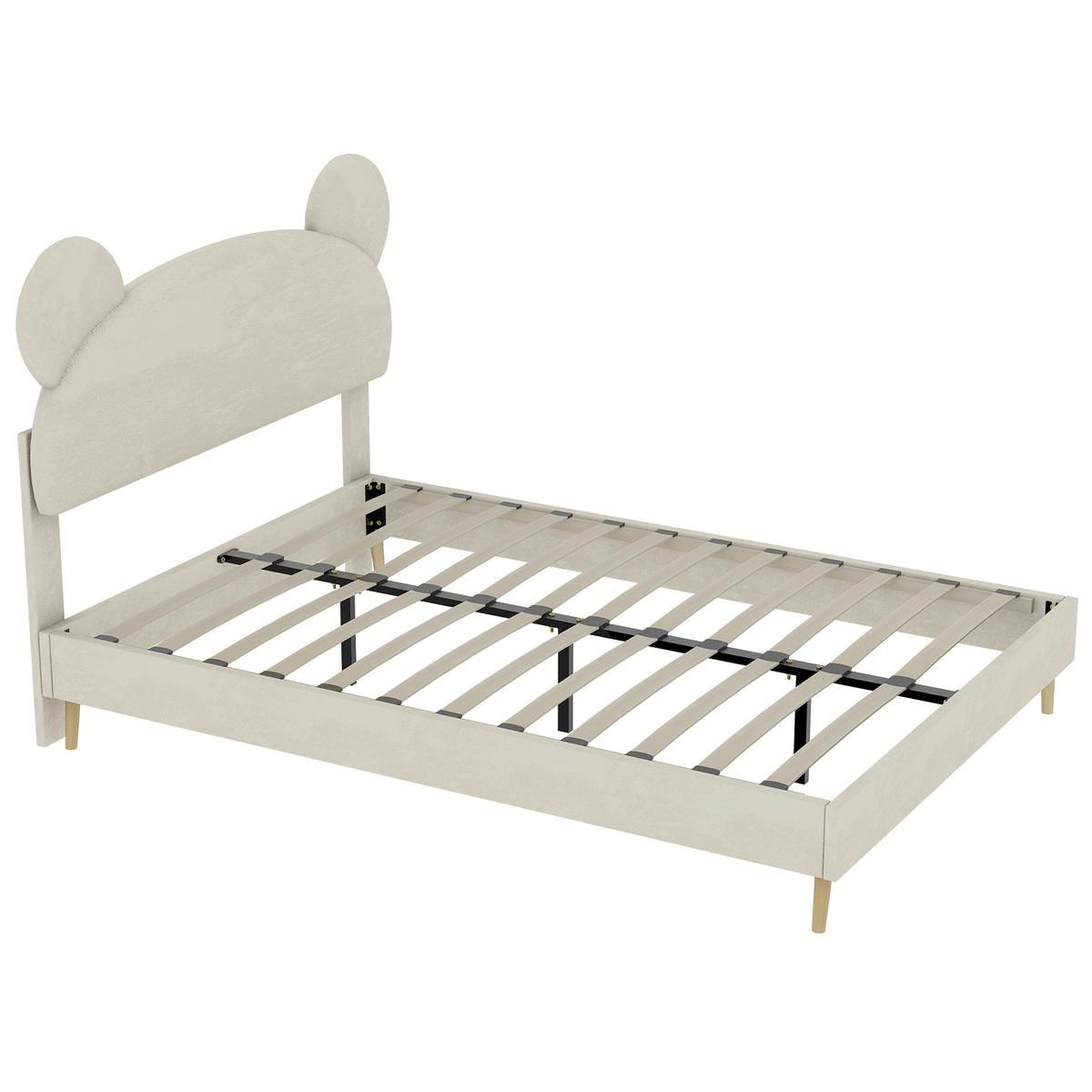 KINDERBETT 140/200 cm DE-35497 mit Bärenohr-Kopfteil Beige - Beige, Metall (140/200cm) - ComfortXL