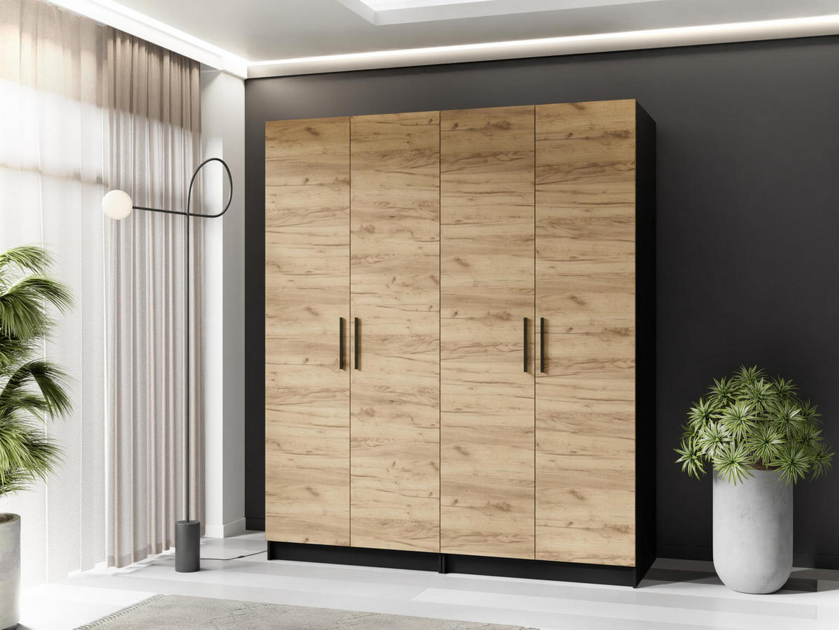 ŠATNÍ SKŘÍŇ GOLD Černá & Dub Craft - medově dubová/černá, kompozitní dřevo (78/205/52.5cm) - Kier Furniture