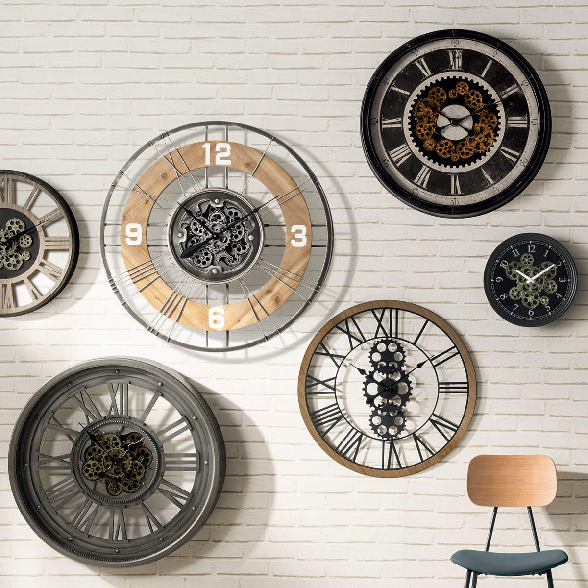 WANDUHR mit dekorativem Mechanismus Charley 76/76/8,5 cm - Schwarz, Kunststoff (76/8.5/76cm) - Atmosphera Createur d´interieur