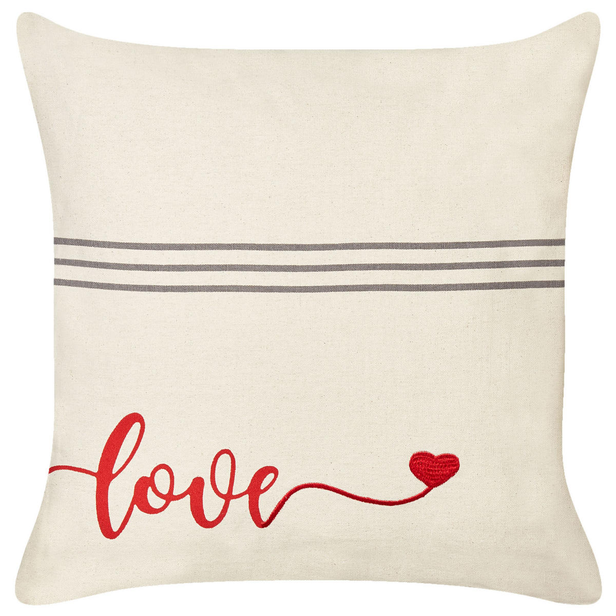 Dekokissen 2er-Set Beige 45/45 cm Plumeria - Beige/Rot, Naturmaterialen (45/45cm) - Beliani