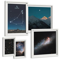 BILDER SET 5er Set - 50x50 cm & 20x30 cm & 40x60 cm Weißer Rahmen - Galaxie im Sternbild Steinbock - Weiß, Kunststoff (40/60cm) - TULUP