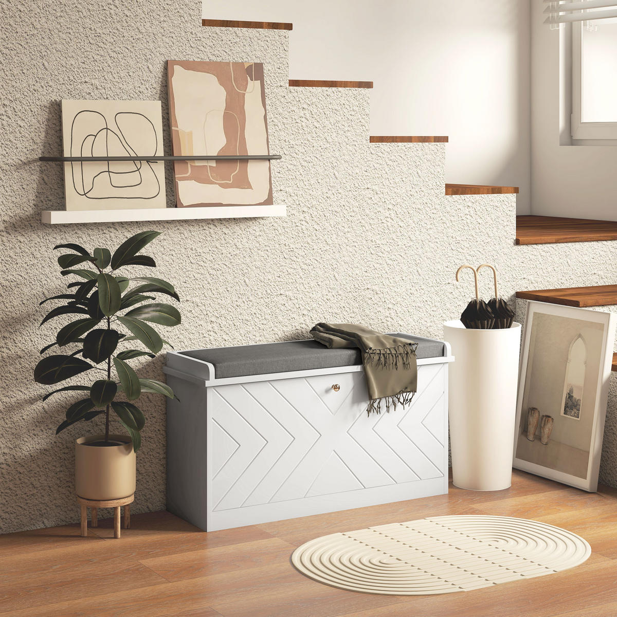 SCHUHBANK Weiß 1 Stück - Weiß, Kunststoff (26/48/80cm) - GiPP