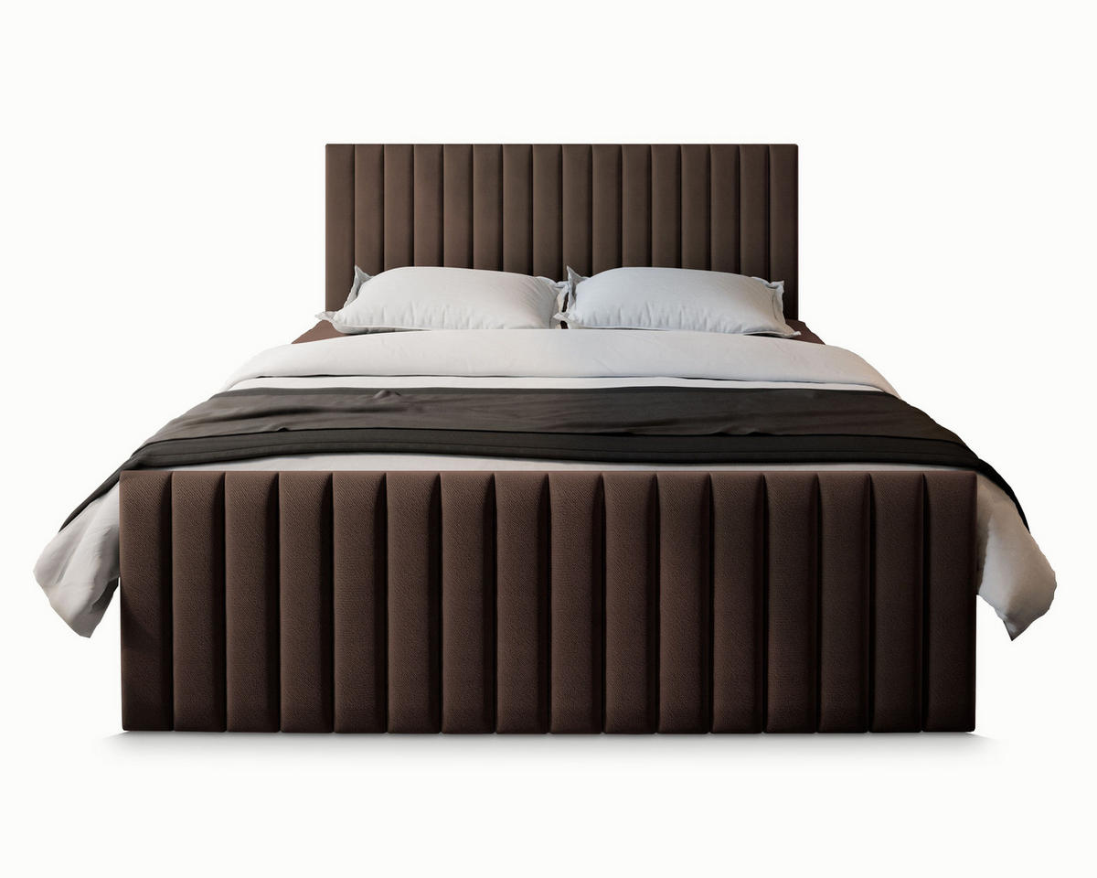 POSTEL BOXSPRING ARION 140x200 cm, s matrací a úložným prostorem, hnědá - hnědá, kompozitní dřevo/textil (140/200cm) - MASSENO