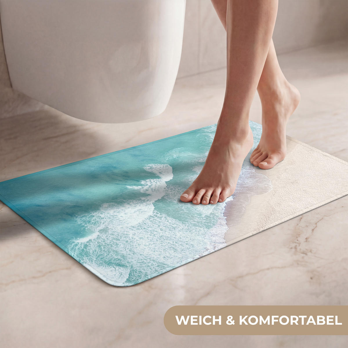 WC PŘEDLOŽKA Pláž - Moře - Příroda - Léto 60x40 cm - tyrkysová, textil/plast (60/1cm) - OnlyWow