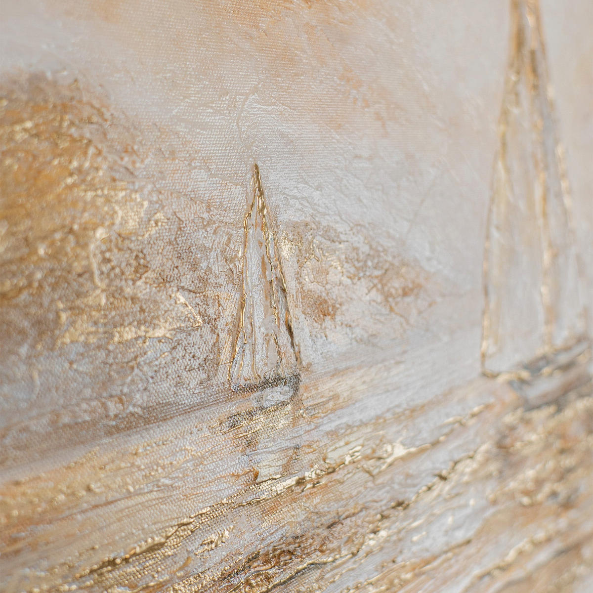 GEMÄLDE Meersegel Schattenfugenrahmen Gold 70x50 cm - Goldfarben, Holz (70/50cm) - YS-art gallery