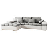 ECKSOFA Bangkok, Seite: Links - Silberfarben/Weiß, Holz/Textil (310/175cm) - MIRJAN24