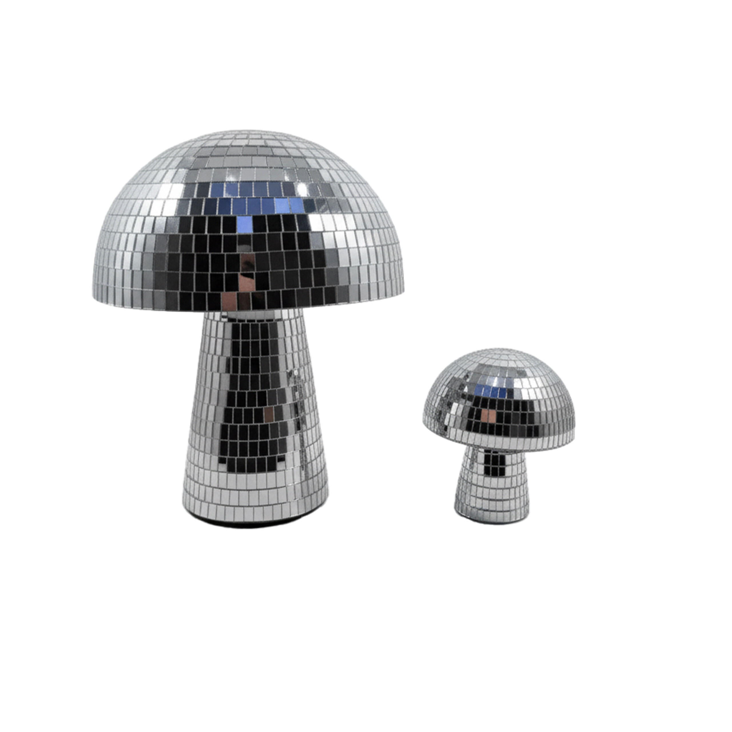 2TLG.DISCOPILZ-SET - Silberfarben, Glas/Textil (21/25/21cm) - Relaxdays