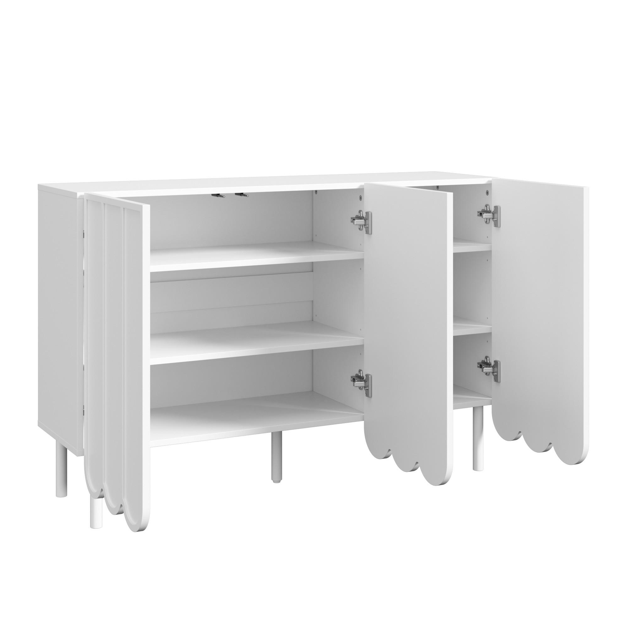 KOMMODE aus MDF 120x35x80cm in Weiß mit Rebound-System - Weiß, Holzwerkstoff (120/80/35cm) - Modfu