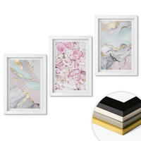 WANDBILDER 3er-Set - 20x30 cm Weißer Rahmen - Rosa Blumen Marmor Pastell - Weiß, Kunststoff (20/30cm) - ArtPrintCave