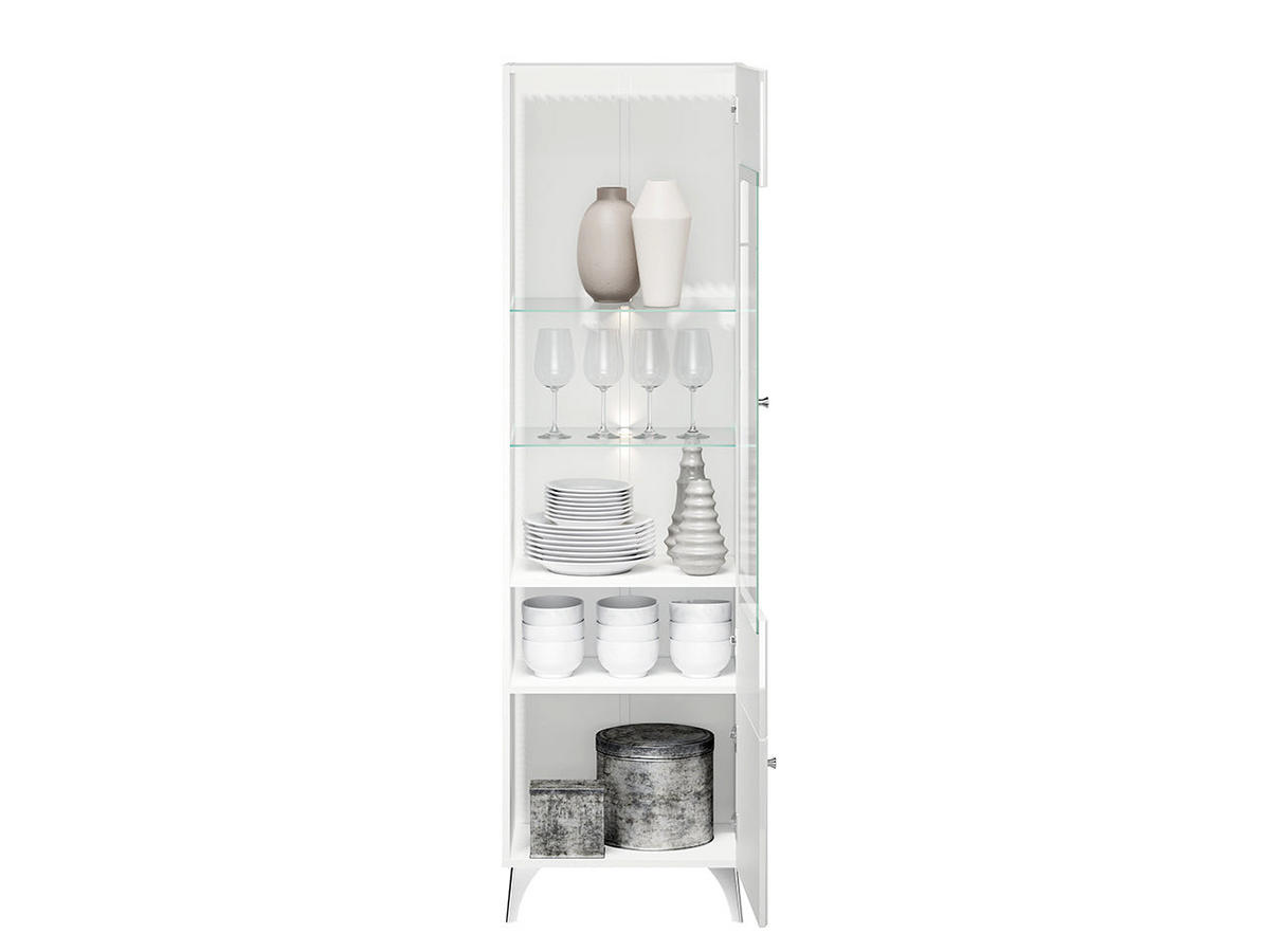 VITRINE – 54 cm – Villa – Weiß Hochglanz - Weiß Hochglanz, Holzwerkstoff (54/190/40cm) - hi-markt