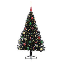 WEIHNACHTSBAUM Künstlicher Vorbeleuchteter Haltbar 95/95/150 cm Schwarz PVC - Schwarz, Kunststoff (150cm) - vidaXL