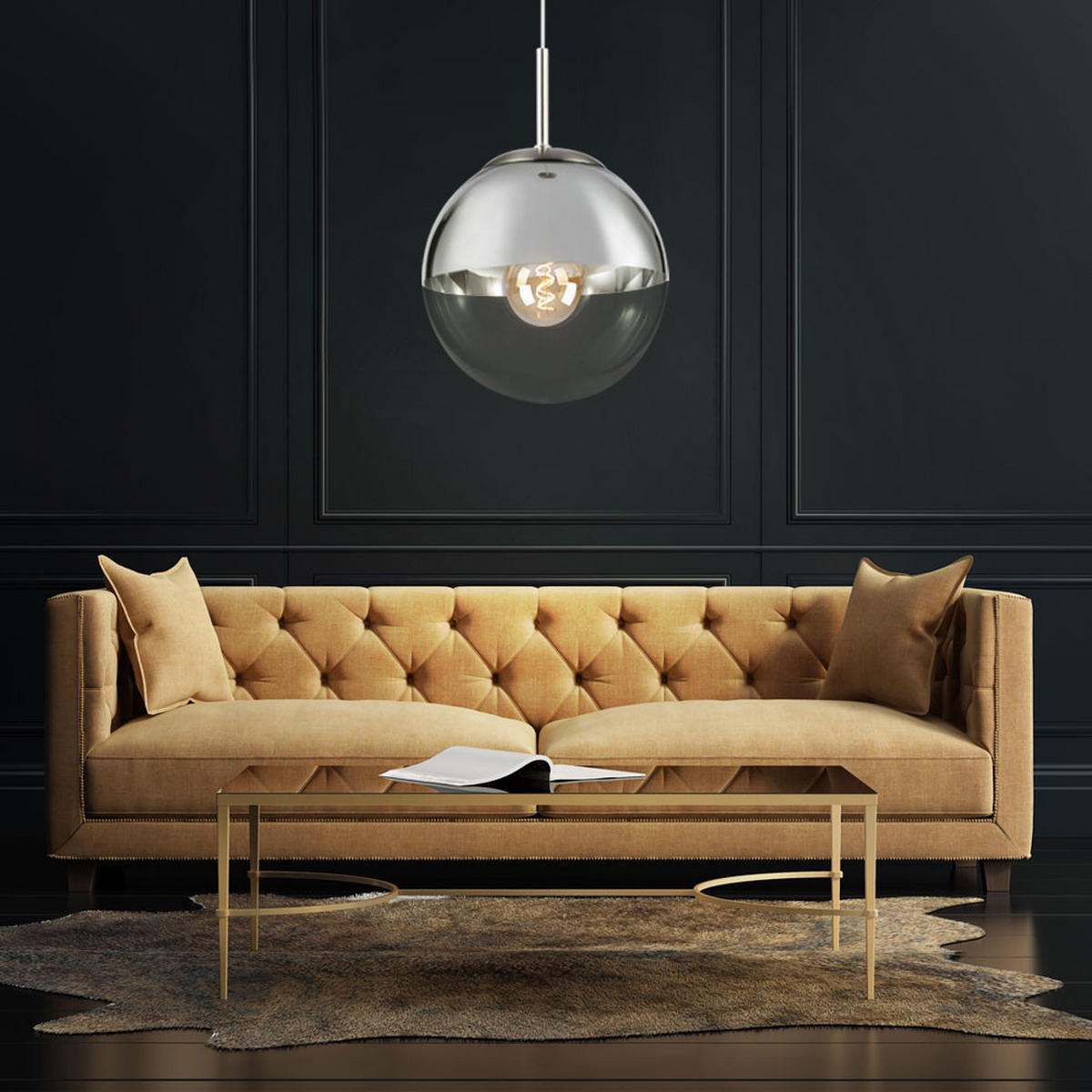 LED HÄNGELEUCHTE VARUS Chrom Silber - Silberfarben, Glas (25/25/120cm) - Globo Lighting