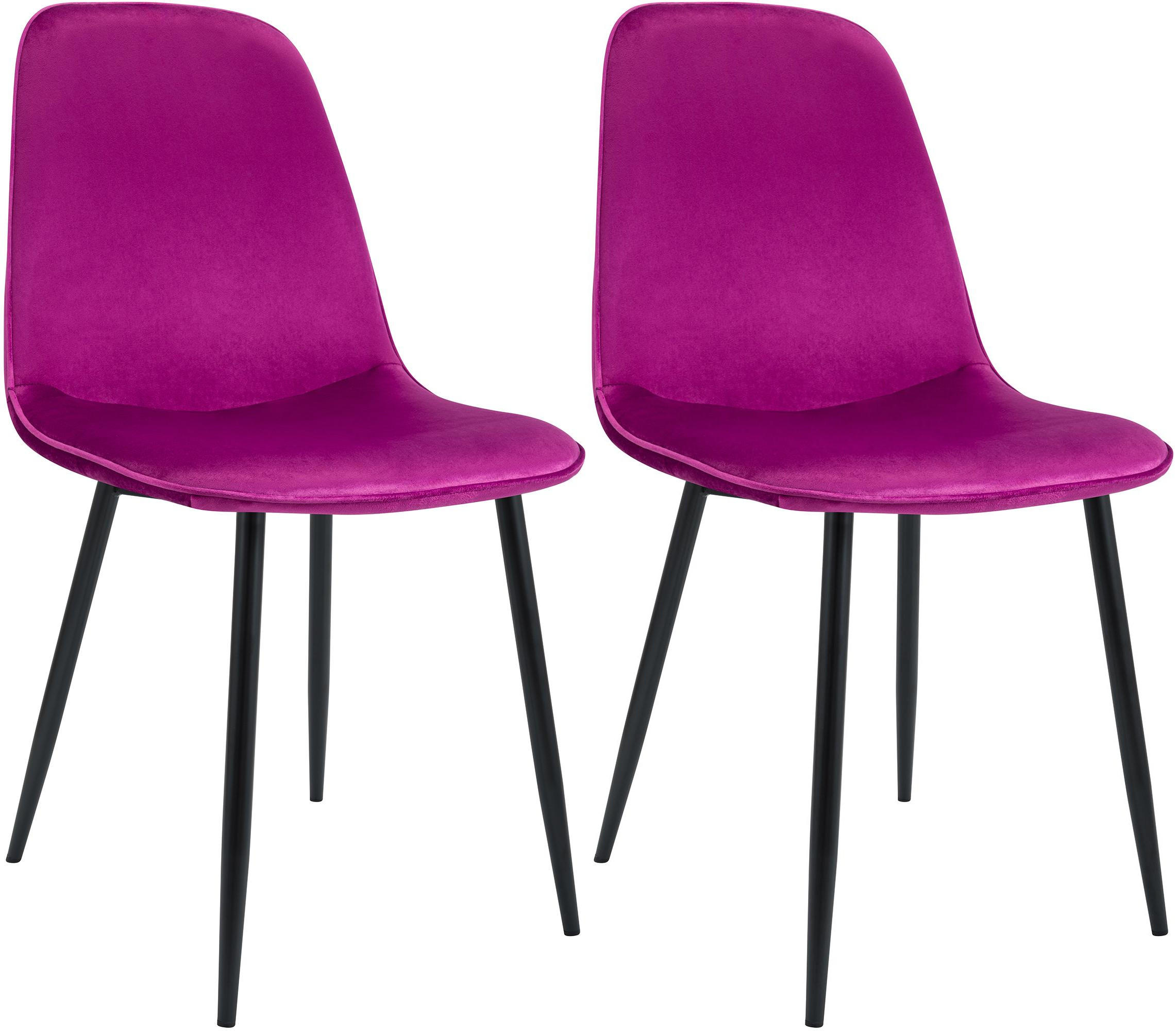 ESSZIMMERSTUHL 2er Set Samt Lila - Lila/Schwarz, Textil/Metall (45/88/54cm) - CLP