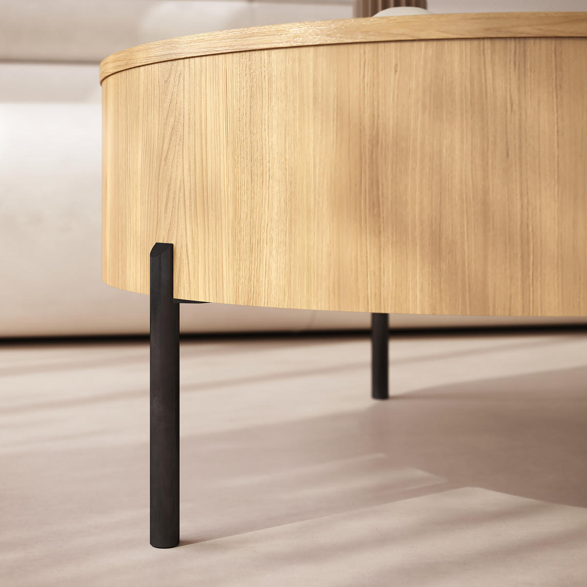 COUCHTISCH rund aufklappbar höhenverstellbar Stauraum 79/79/42 cm - Eichefarben, Holzwerkstoff (79.5/79.5/42.7cm) - designimpex