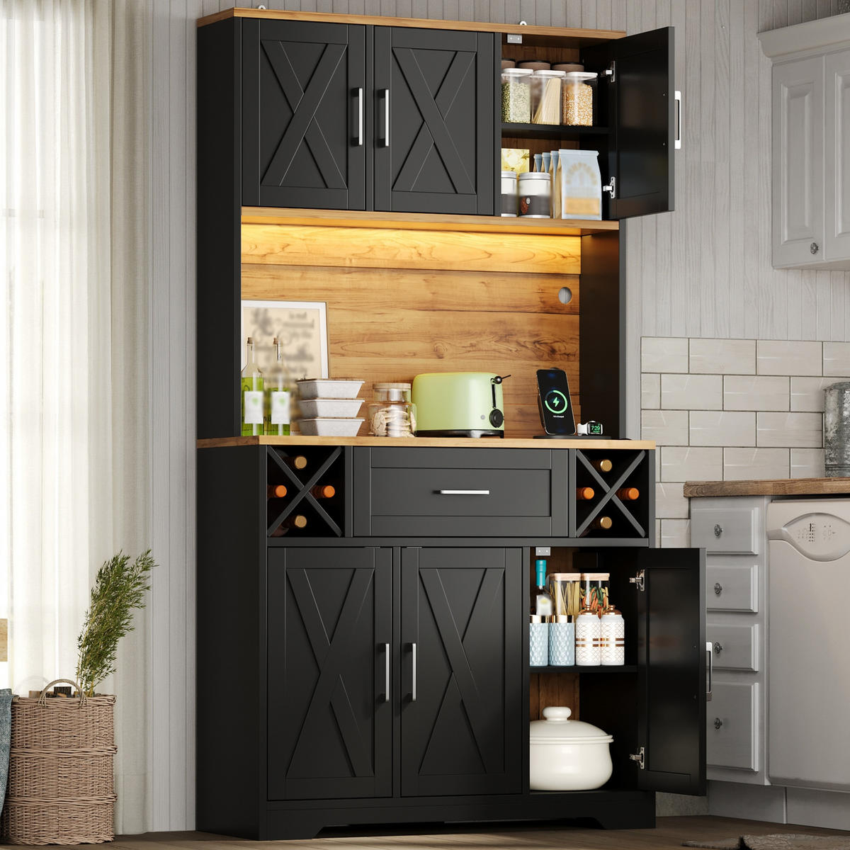 GESCHIRRSCHRANK Naturfarben 105/40/180 - Naturfarben, Holzwerkstoff (105/180/40cm)
