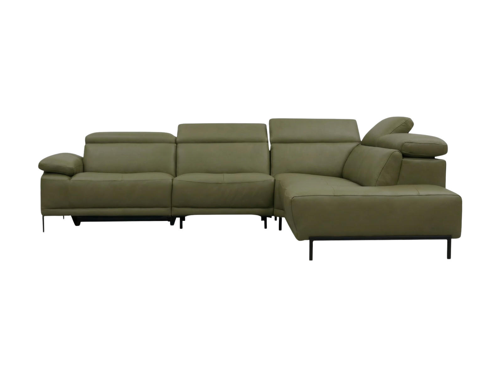 ECKSOFA Linus Echtleder Olivgrün - Olivgrün, Leder/Metall (262/220cm)