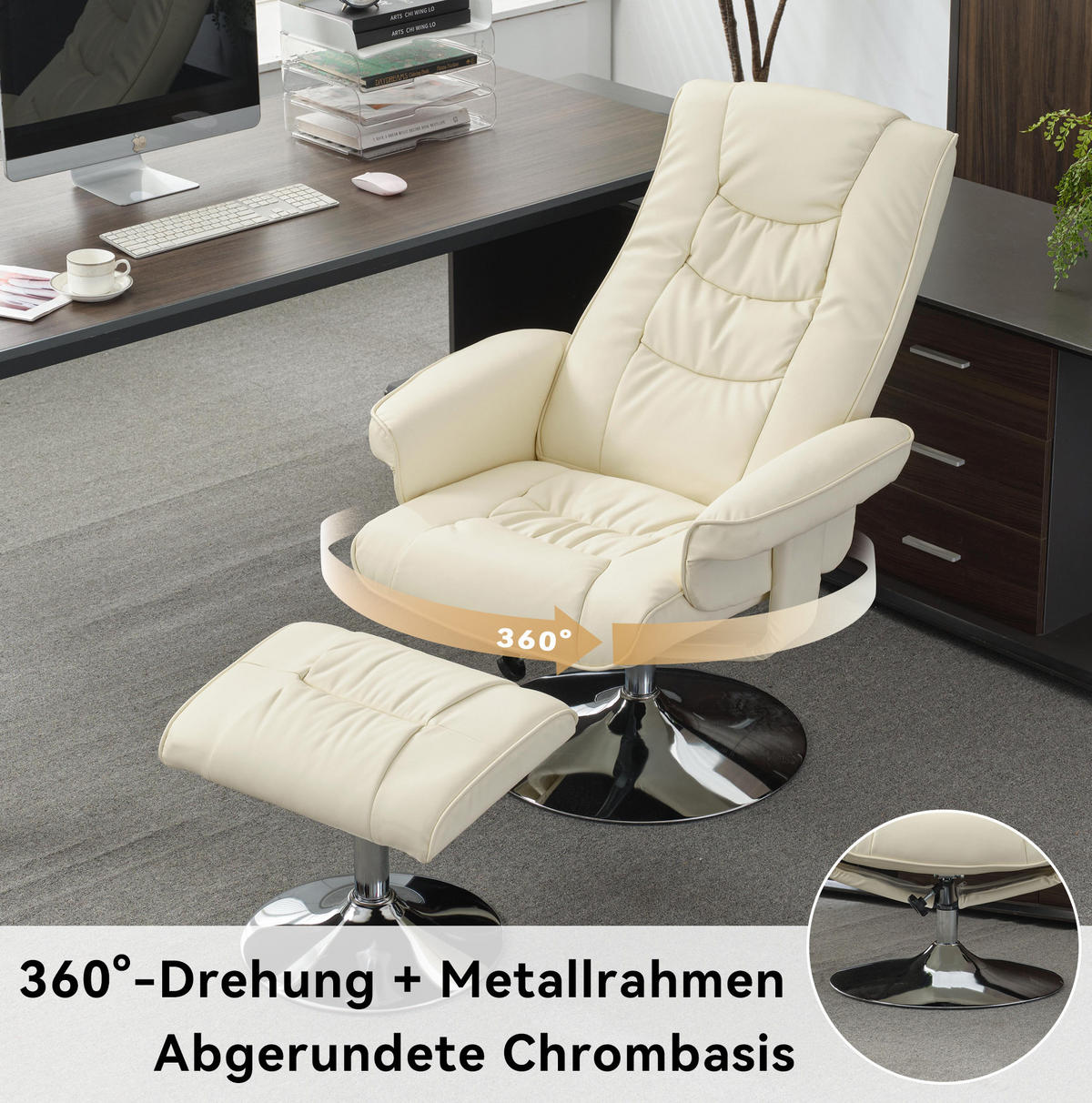 MASSAGESESSEL bis 120 kg mit Heizfunktion und 5-Punkt-Massage, 79 x 79 x 106 cm - Beige, Kunststoff (79/106/79cm) - BEAOK