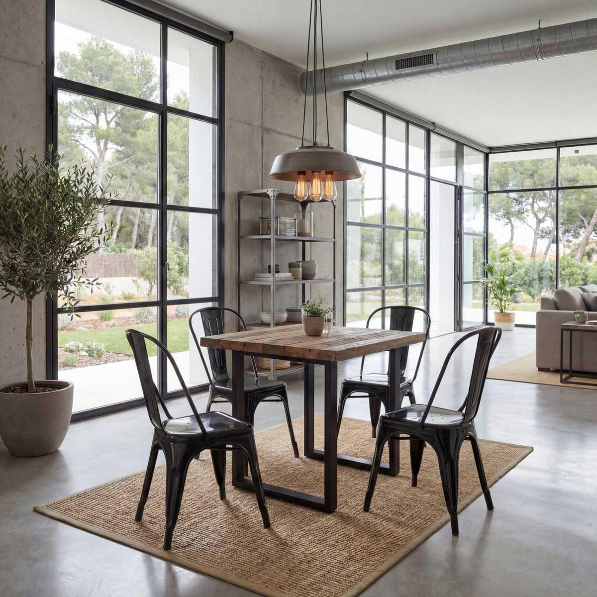 STUHL METALL Schwarz 4er-Set - Schwarz, Metall (45/87/43cm) - MCW