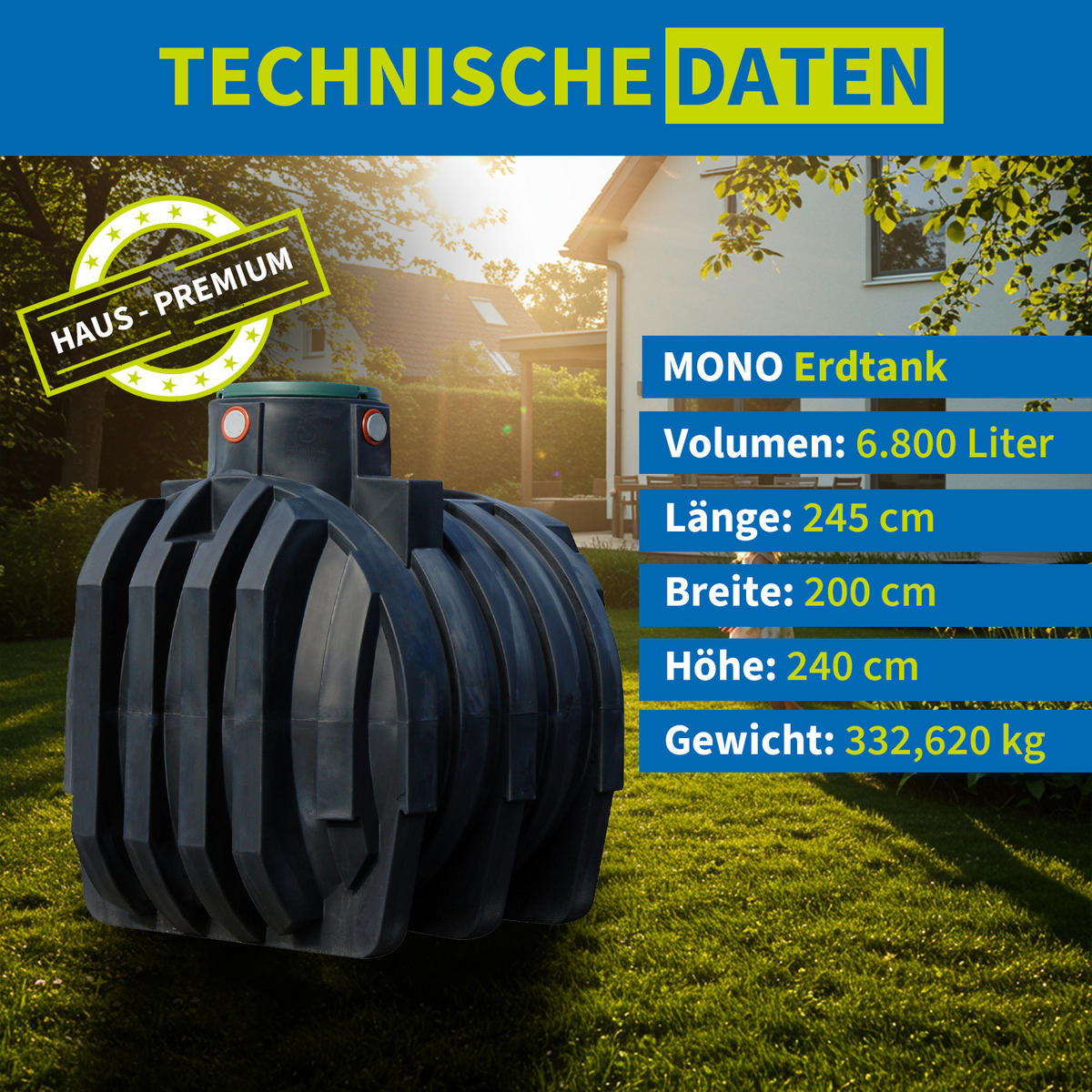ERDTANK-PAKET 6800 L - Schwarz, Kunststoff (200/240/245cm) - 4rain
