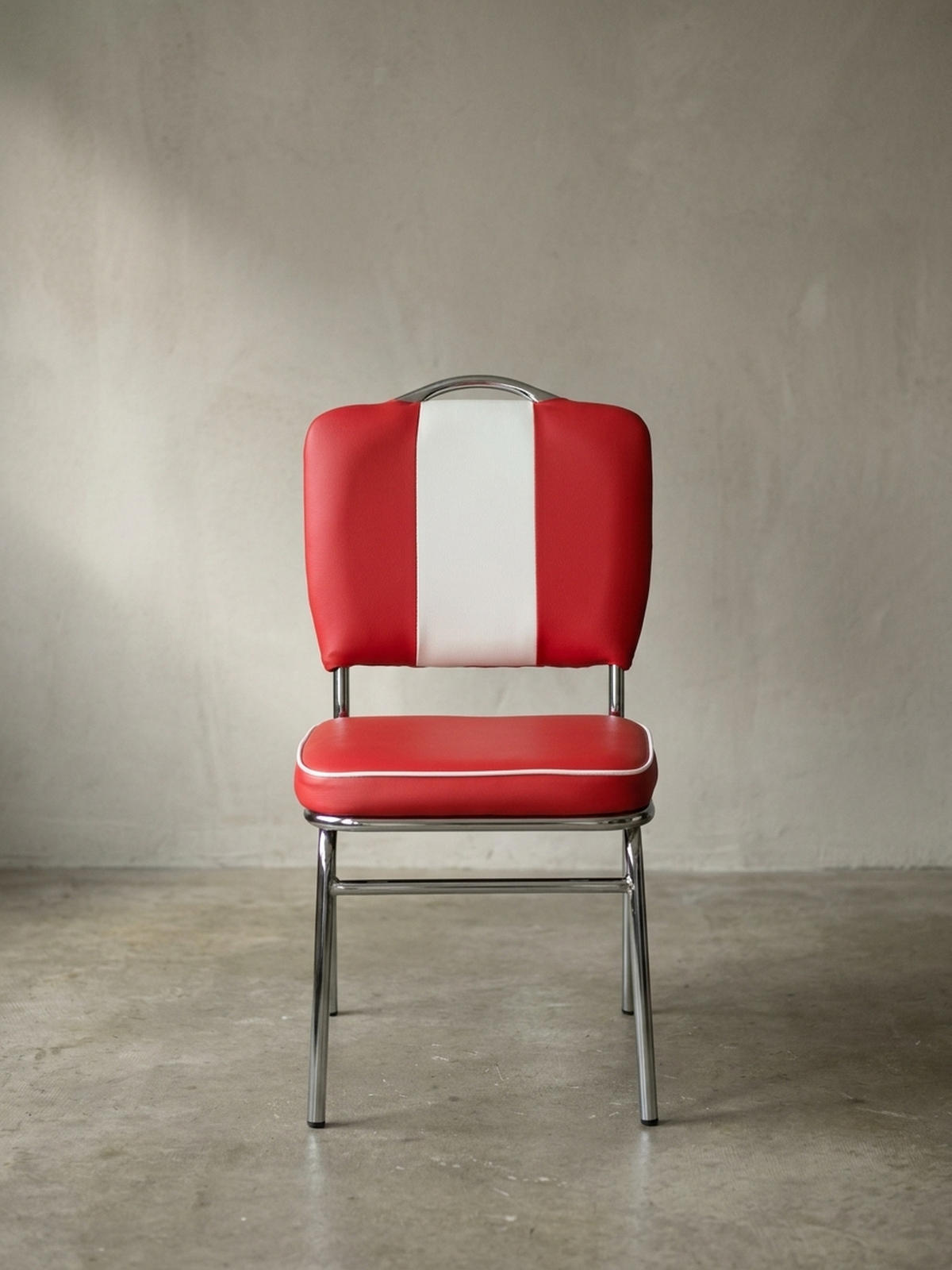 ESSZIMMERSTUHL Kunstleder mit Metallgestell Retro 50-er Jahre gepolstert, Rot 47x45x90 cm - Rot/Silberfarben, Kunststoff/Textil (47/90/45cm) - KADIMA DESIGN