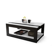 COUCHTISCH rechteckig Weiß Schwarz matt aufklappbar - Schwarz/Weiß, Holzwerkstoff (66/112/45cm) - designimpex