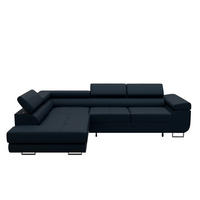 ECKSOFA VEMO EDGE Links Dunkelblau Velour-Stoff mit Bettkasten und Schlaffunktion - Dunkelblau, Textil (200/270cm) - Barchello