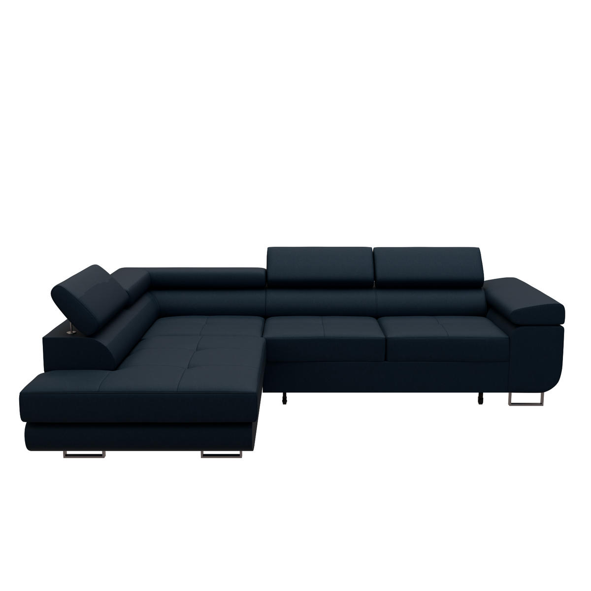 ECKSOFA VEMO EDGE Links Dunkelblau Velour-Stoff mit Bettkasten und Schlaffunktion - Dunkelblau, Textil (200/270cm) - Barchello