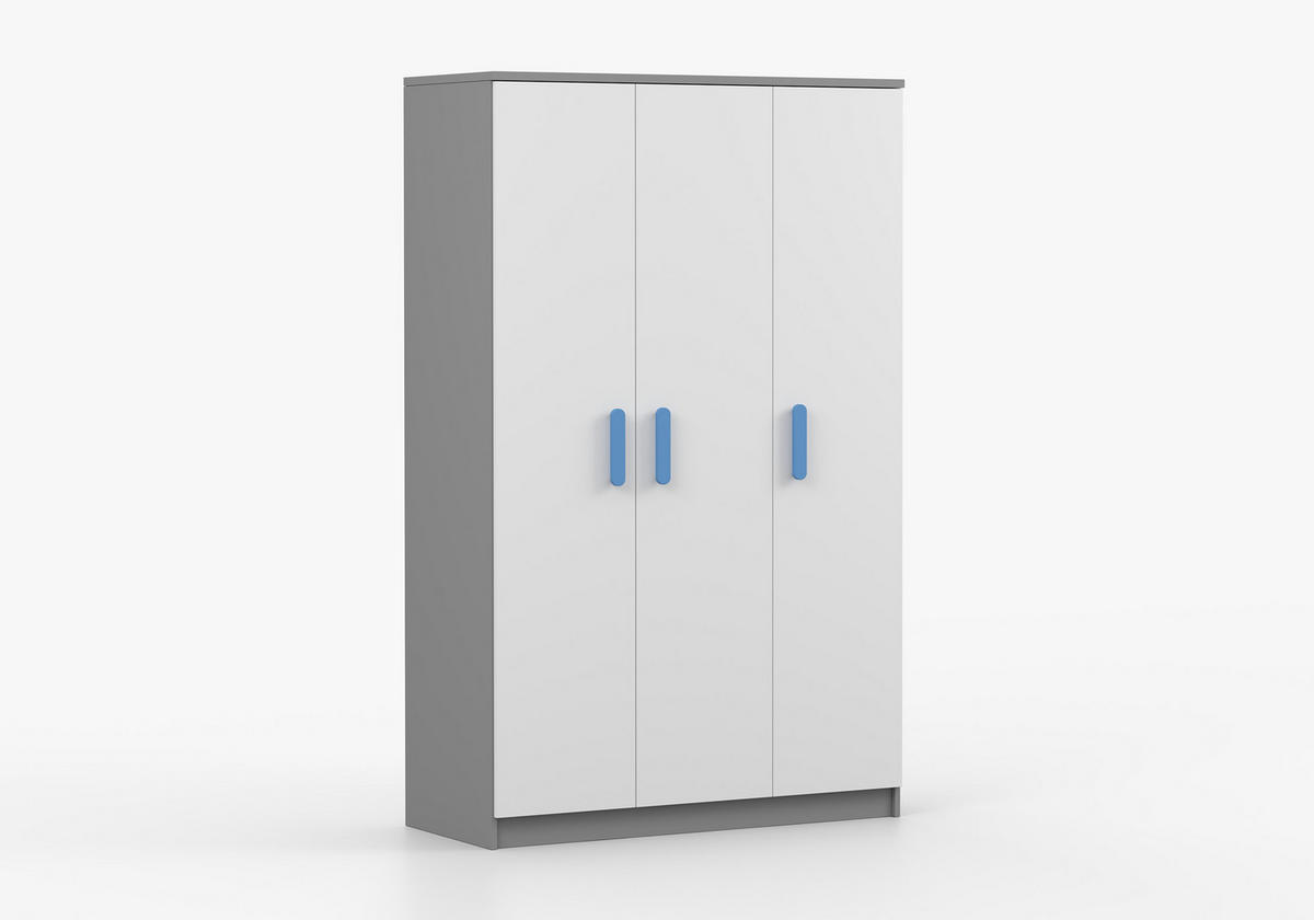 JUGENDZIMMER Elora in Grau und Weiß – 6-teiliges Set – Grifffarbe Blau - Grau, Holzwerkstoff (80/200/120cm)