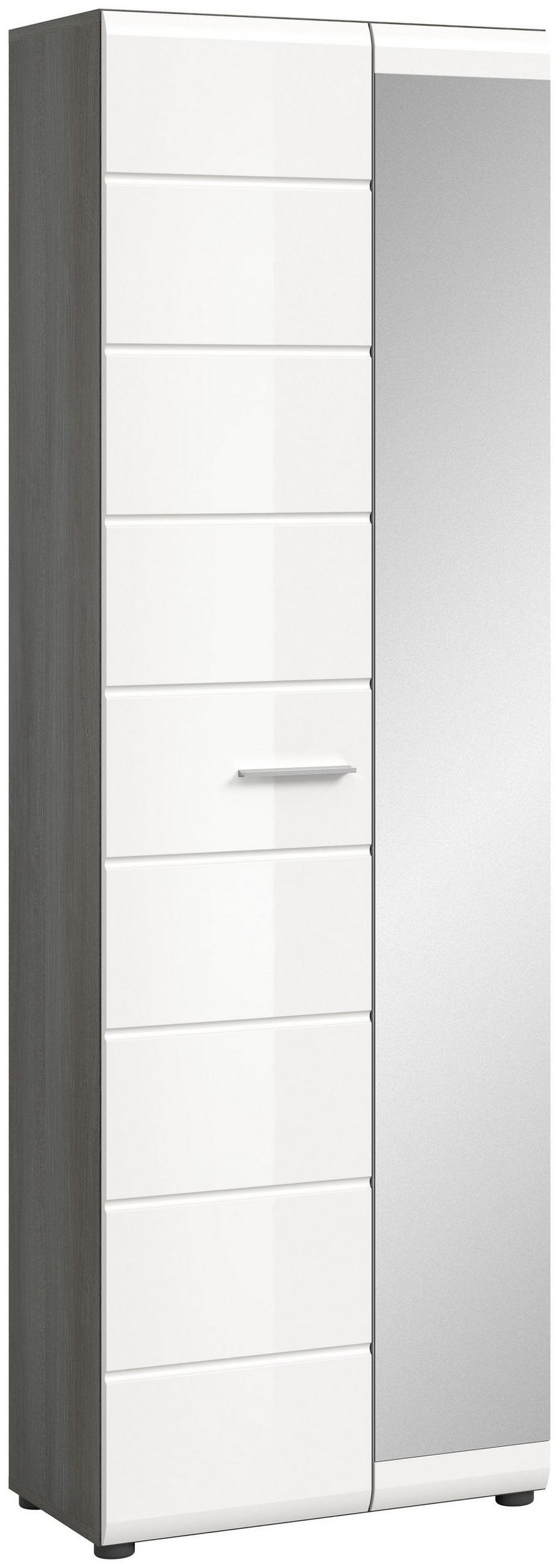 GARDEROBENSCHRANK SALSA (B/H/T: ca. 60/192/37 cm) in Rauchsilber Nachbildung/weiß hochglanz - Silberfarben, Holzwerkstoff (60/192/37cm)