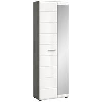 GARDEROBENSCHRANK SALSA (B/H/T: ca. 60/192/37 cm) in Rauchsilber Nachbildung/weiß hochglanz - Silberfarben, Holzwerkstoff (60/192/37cm)