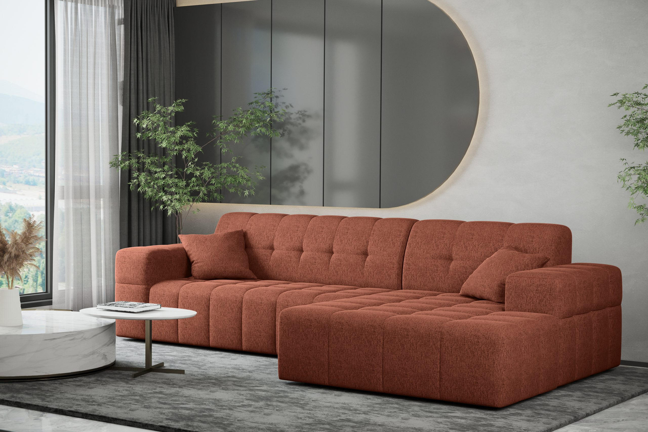 ECKSOFA L-Form NIMES Stoff Verita Kupfer Rechts - Kupferfarben, Holz (256/168cm) - Kaiser Möbel
