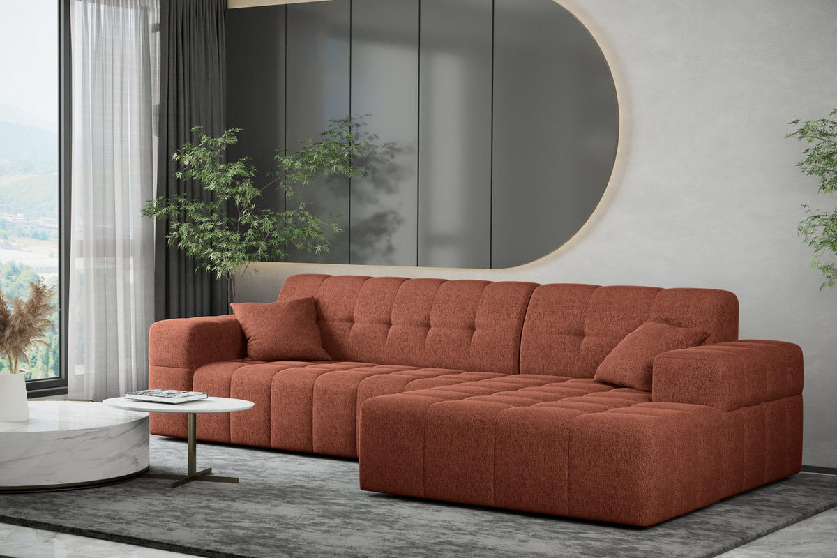 ECKSOFA L-Form NIMES Stoff Verita Kupfer Rechts - Kupferfarben, Holz (256/168cm) - Kaiser Möbel