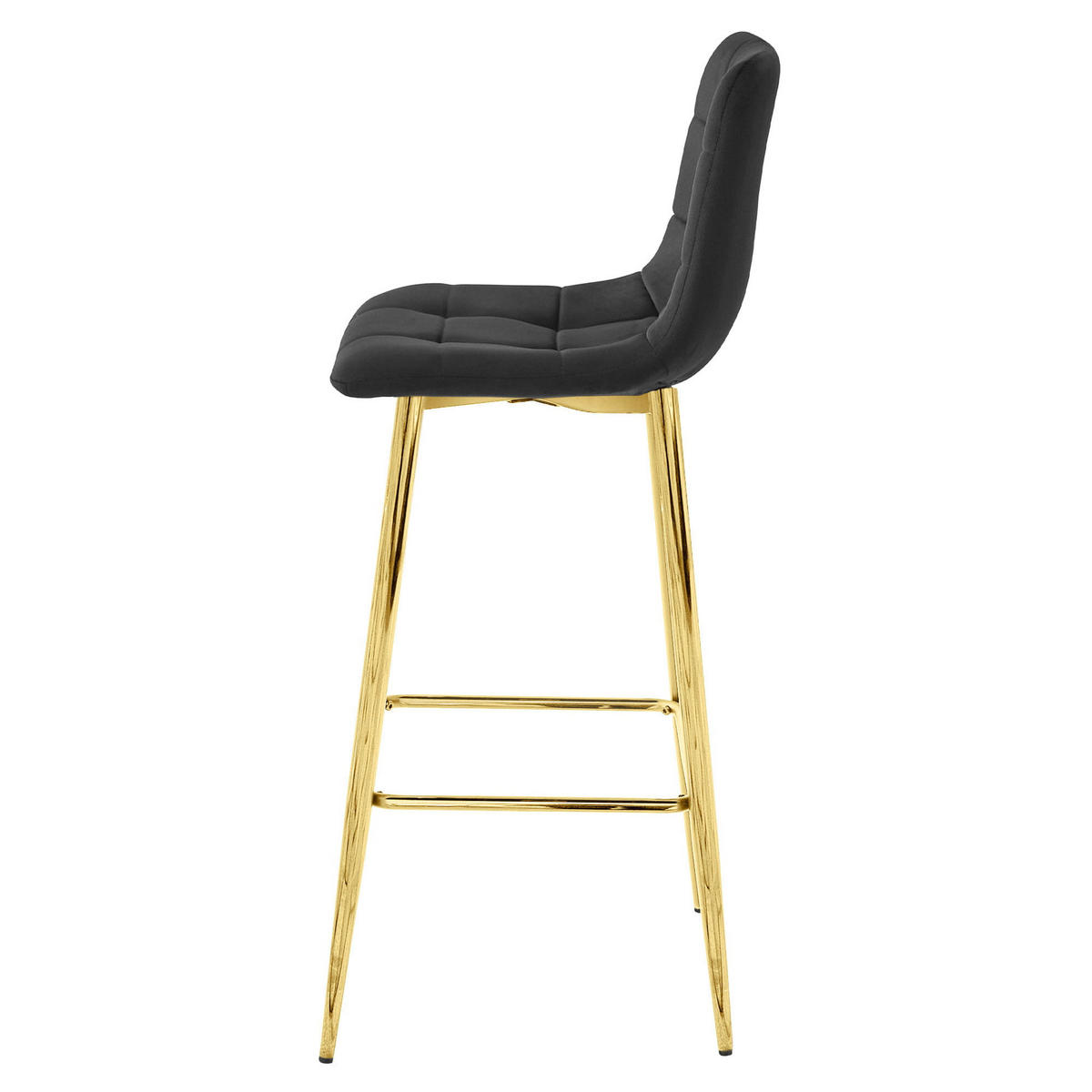 BARHOCKER 4-er Set TEOTO schwarzer Sitz, Goldbasis - Schwarz, Textil (43.5/104/32.5cm) - Valora