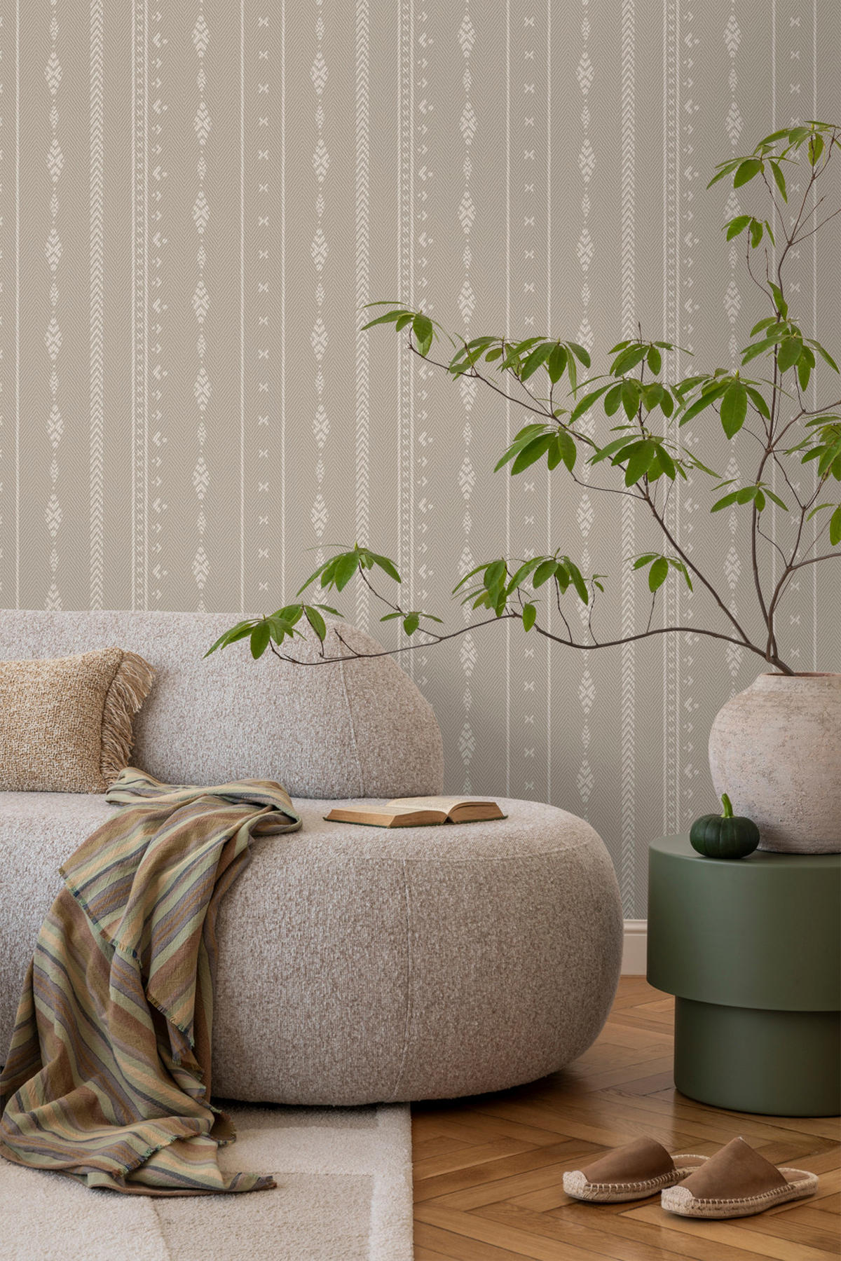 TAPETE ethnische Motive 53 cm x 10 m - Beige, Papier (53/1000cm) - Sanders & Sanders