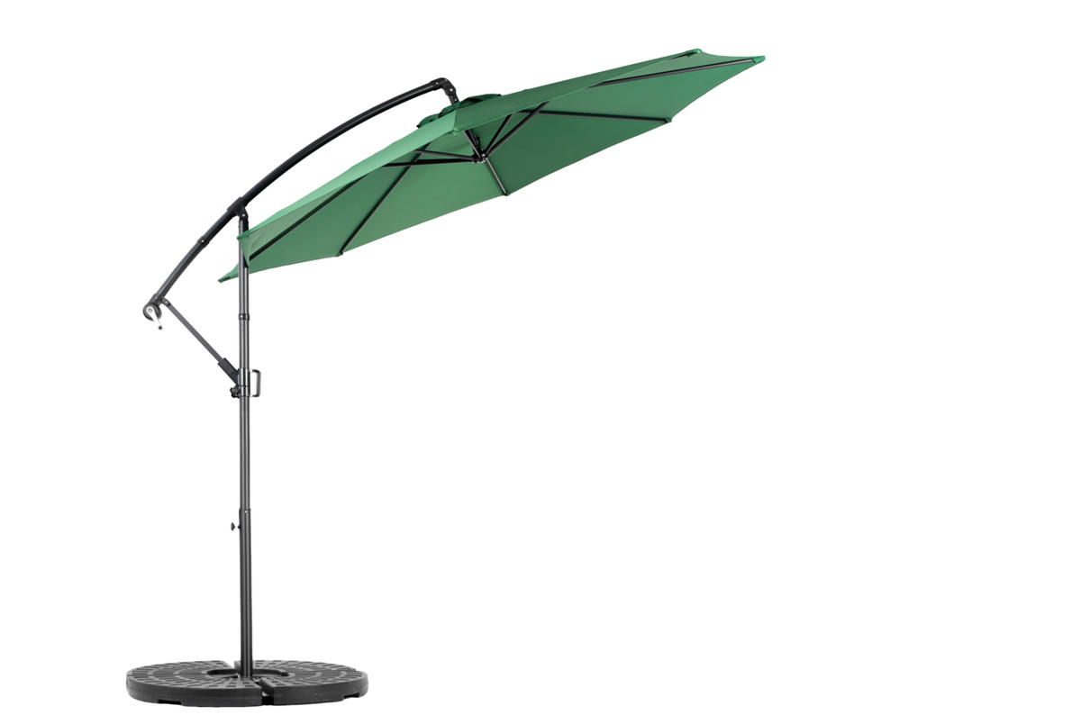 AMPELSCHIRM aus Stahl 294x294x250 cm in Dunkelgrün mit Kurbel & Neigefunktion - Dunkelgrün, Metall (294/294cm) - Modfu