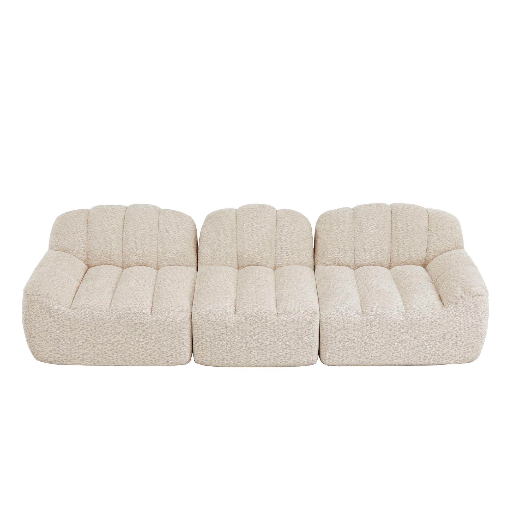 MODULARES 3-Sitzer-Sofa aus Granuliertem Fleece mit Ottomanenfunktion Beige-Weiß - Beige, Textil (104/79/288cm) - Modenvie