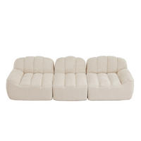 MODULARES 3-Sitzer-Sofa aus Granuliertem Fleece mit Ottomanenfunktion Beige-Weiß - Beige, Textil (104/79/288cm) - Modenvie