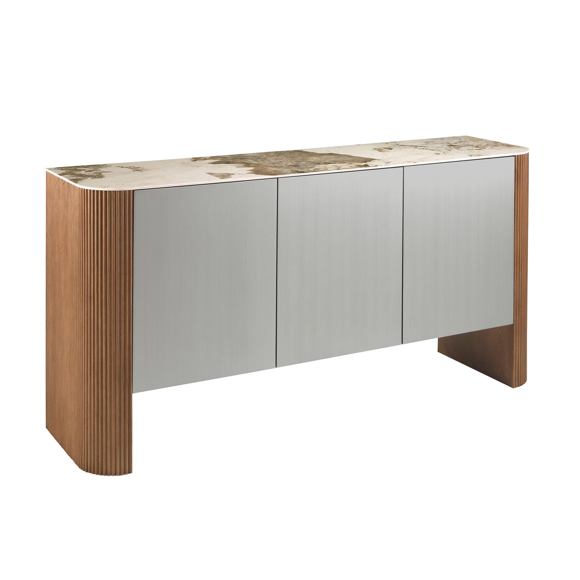 Angel Cerda Sideboard Weiß, Walnuss, Silber 160x80x45 cm