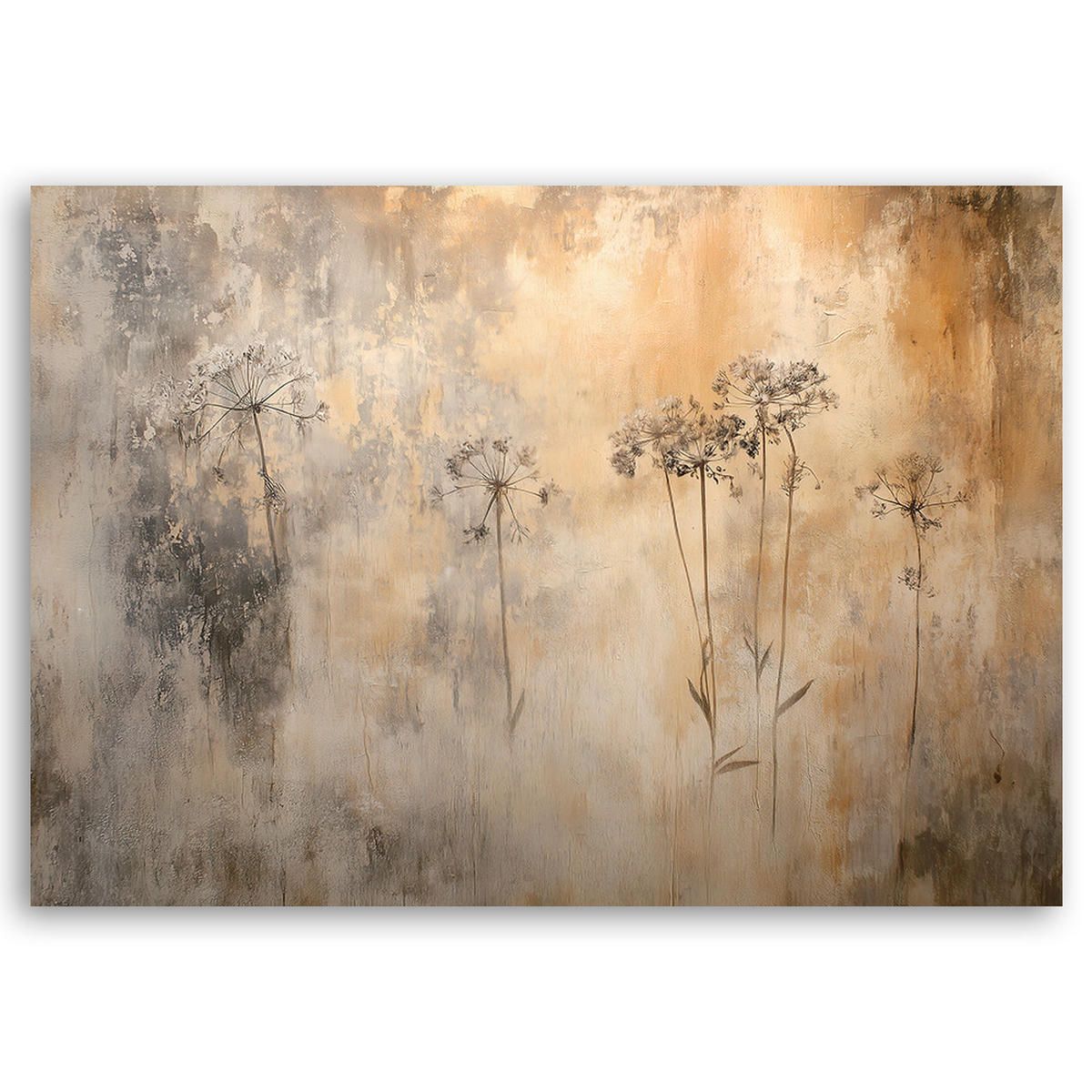 WANDBILD pflanzen im nebel gräser - Braun, Textil (60/40cm) - Feeby