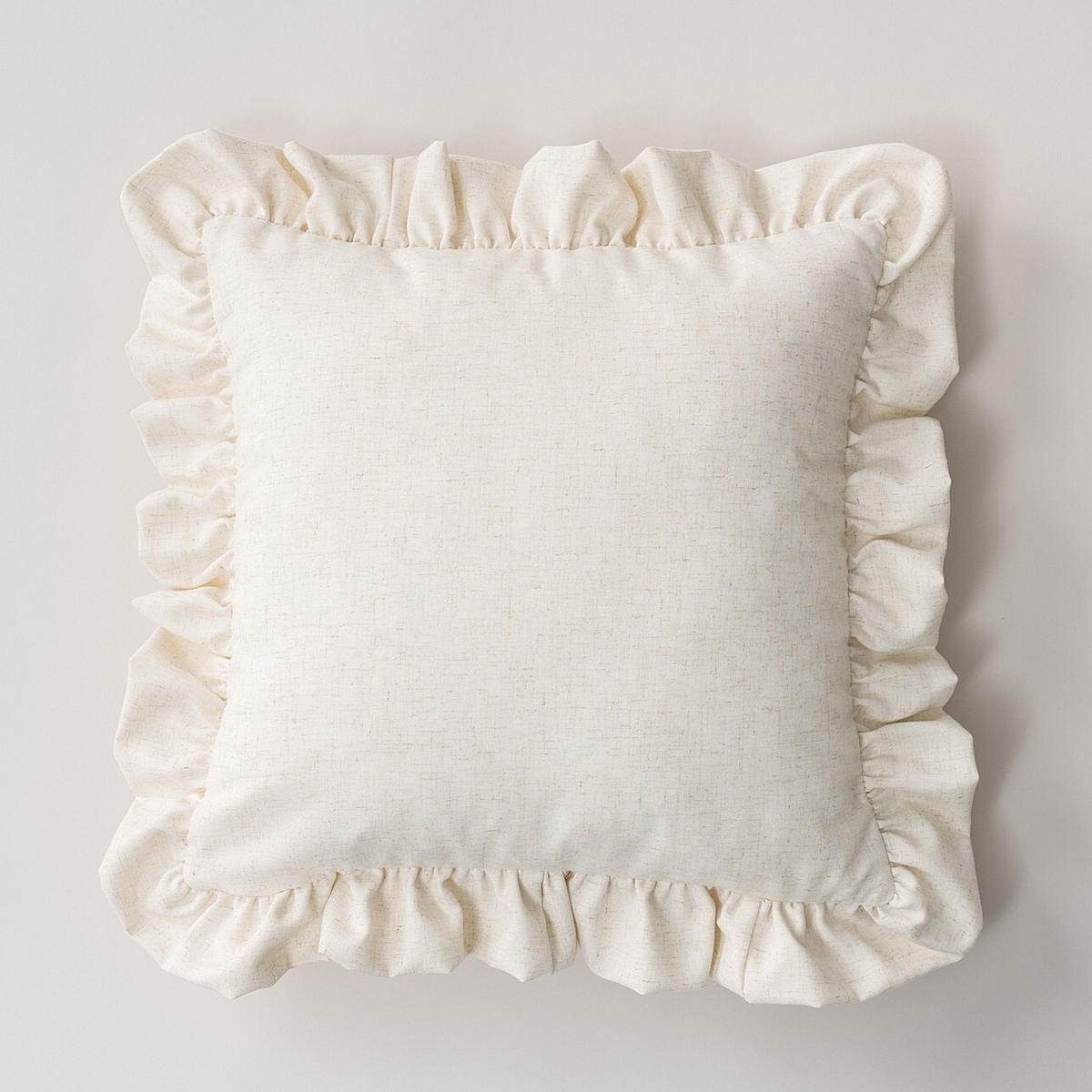 KISSENHÜLLE Charlotte 45x45 cm mit Rüsche - Beige, Textil (45/1cm) - Dekoria