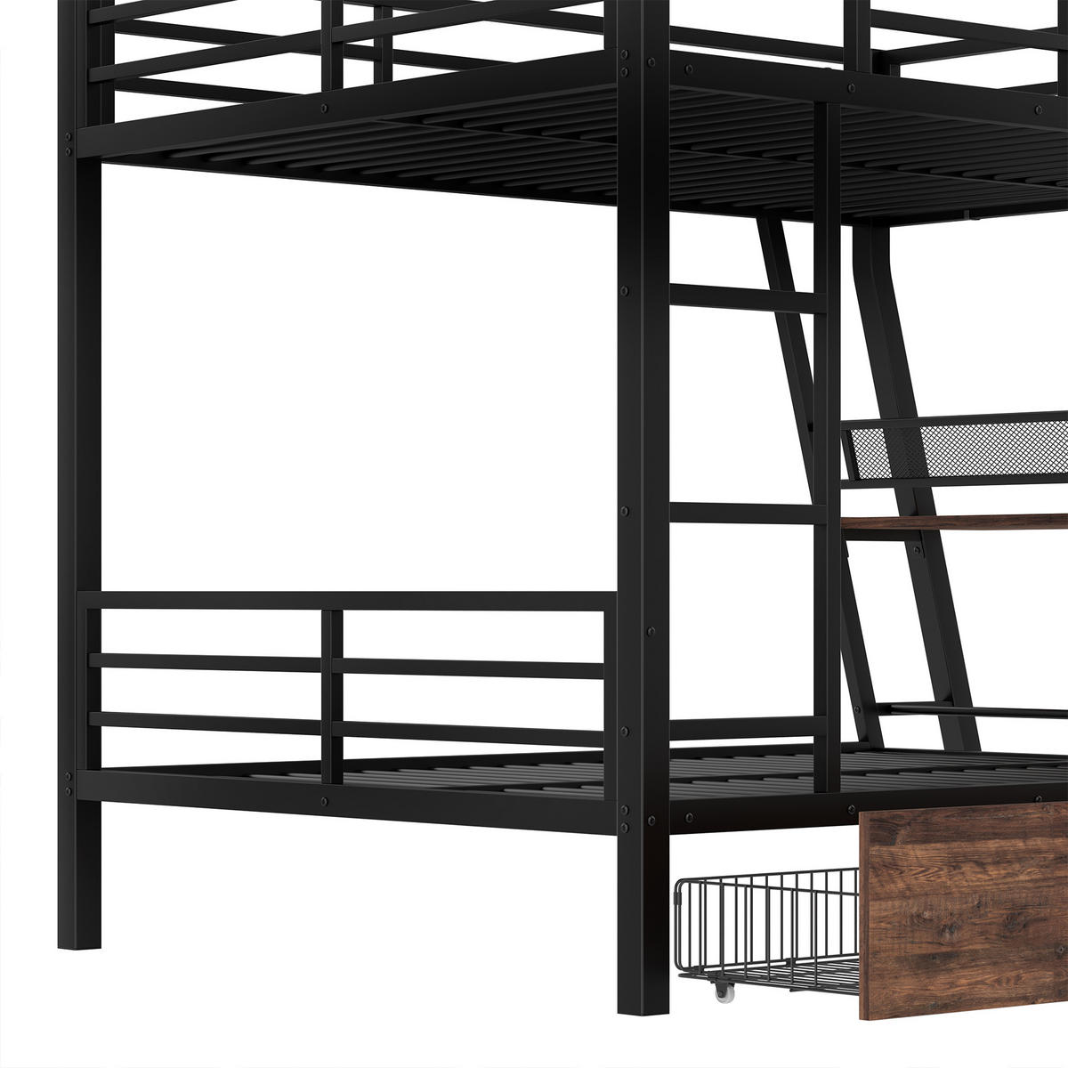 ETAGENBETT 140/200 cm Schwarz - Schwarz, Metall - Raumix