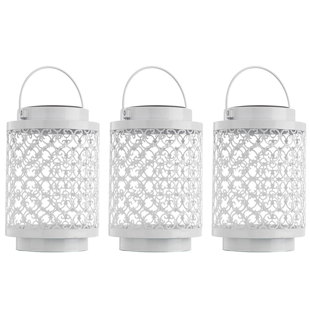 LED AUSSENLEUCHTE Metall Weiß SASSARI 3er Set - Weiß, Metall (13/13/18cm)