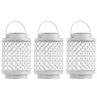 LED AUSSENLEUCHTE Metall Weiß SASSARI 3er Set - Weiß, Metall (13/13/18cm)