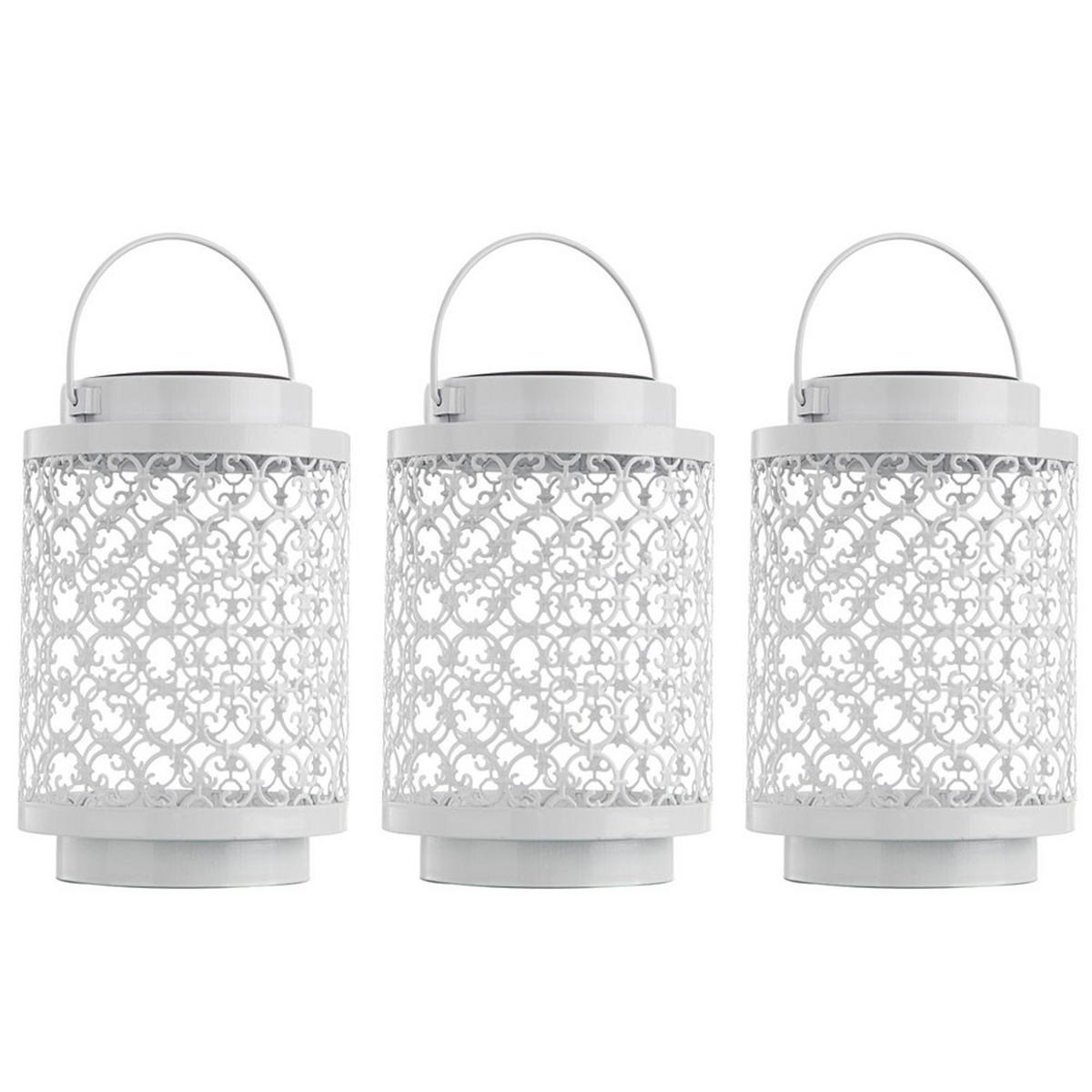 LED AUSSENLEUCHTE Metall Weiß SASSARI 3er Set - Weiß, Metall (13/13/18cm)