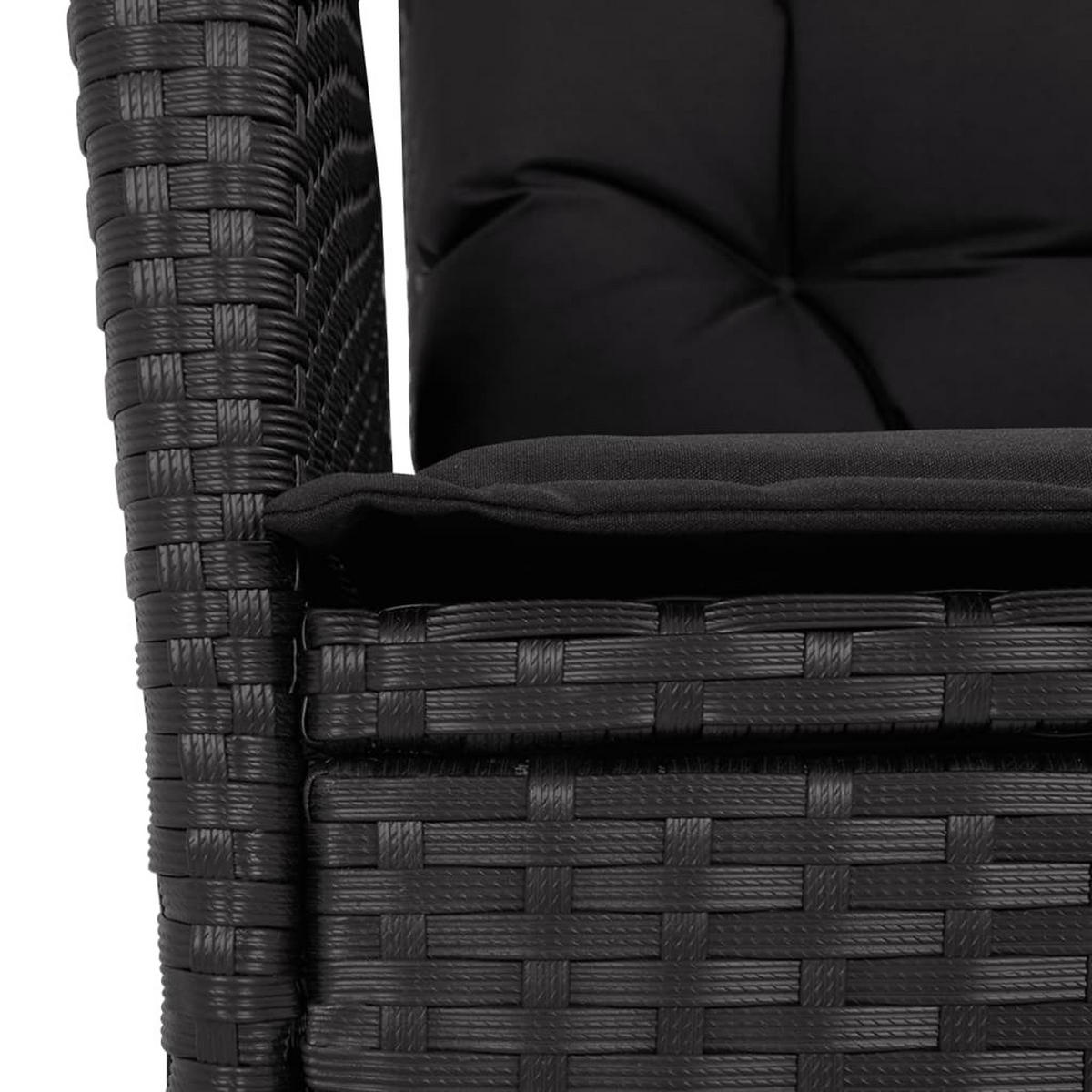 GARTEN-ESSGRUPPE 9Er Set Mit Kissen Schwarz Poly Rattan - Schwarz, Kunststoff - vidaXL
