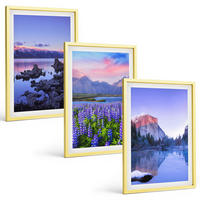 BILDER SET 3er Set - 40x60 cm Goldrahmen - Berglandschaften mit Wasser und Himmel - Goldfarben, Kunststoff (40/60cm) - TULUP